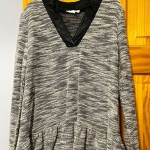 THML sweater with faux leather neckline
